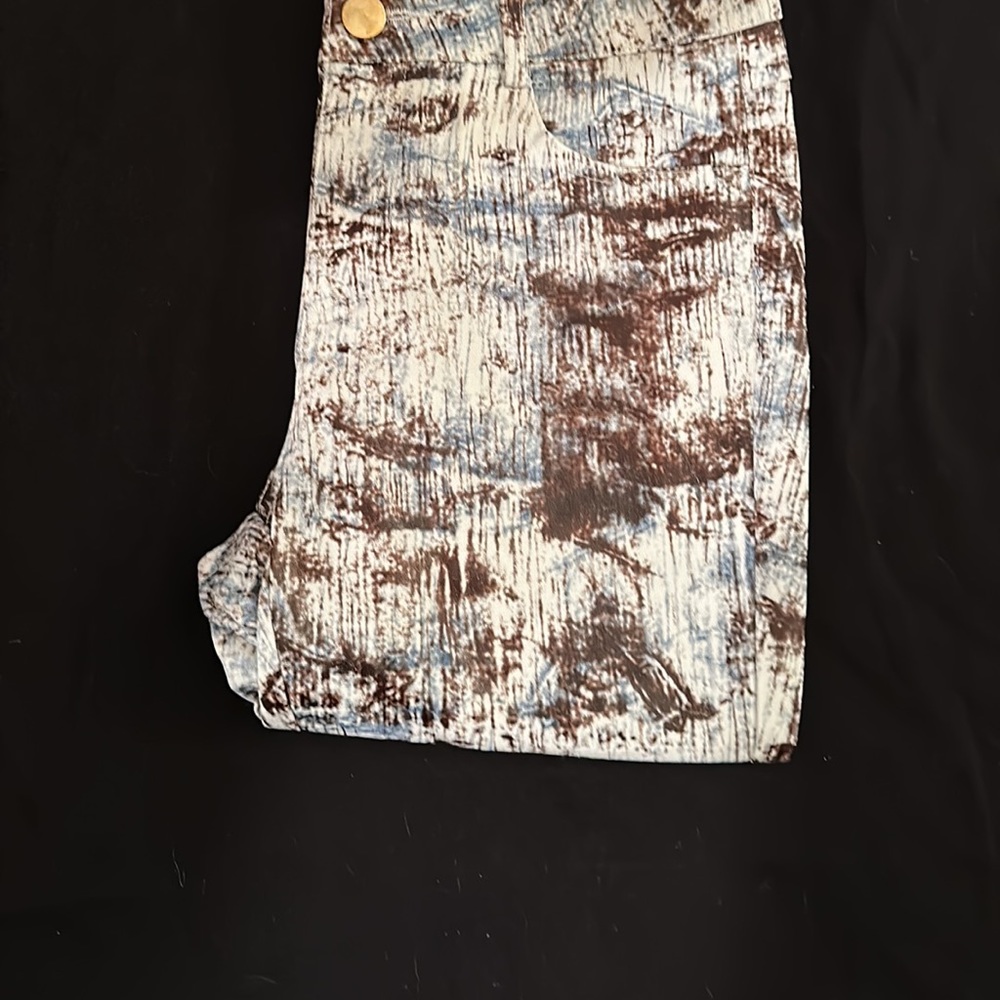 Pant UNIQ multi color Jean white blue & brown with sheen  NWT small so cute